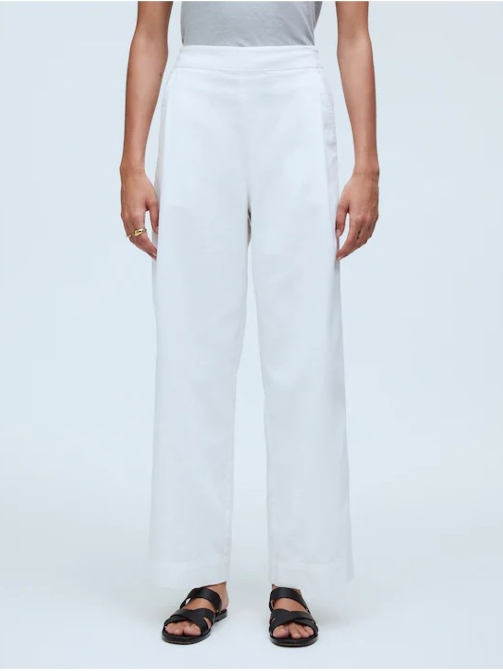 Madewell Pull-On Straight Crop Pant in Cotton-Linen - Eyelet White - Size 8